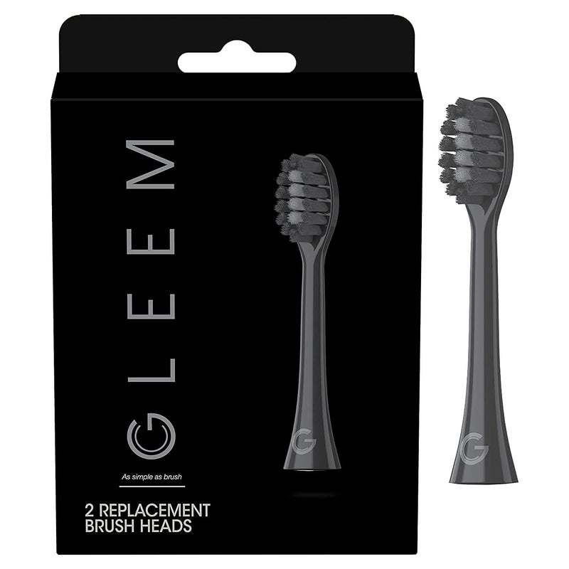 GLEEM Toothbrush Replacement Brush Heads Refill, Black, 2 Count - Image 1